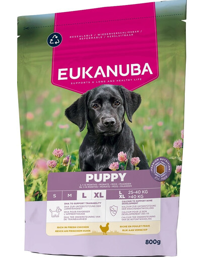 Puppy Large Breeds Chicken 800 g sucha karma dla szczeniąt dużych ras bogata w świeżego kurczaka