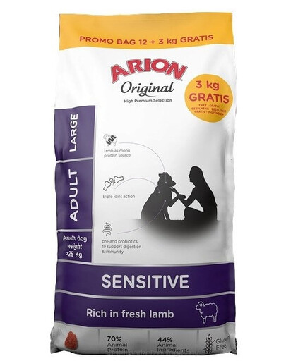 Original Sensitive Adult Large Lamb Rice 15 kg (12 + 3 kg gratis)