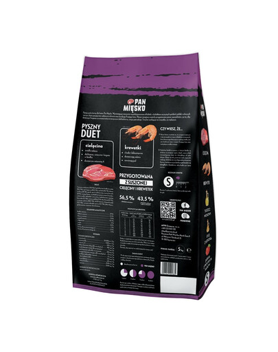 Cielęcina z krewetkami dla kotów chrupki S 5 kg