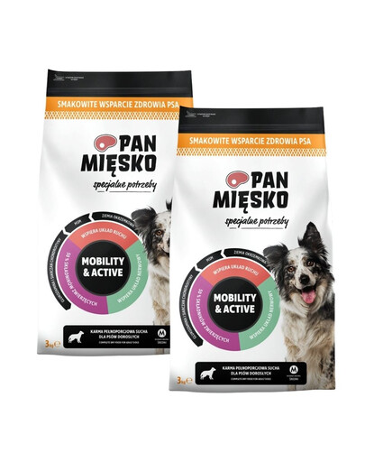 PAN MIĘSKO Specjalne potrzeby Mobility and Active dla psów chrupki M 2x3 kg