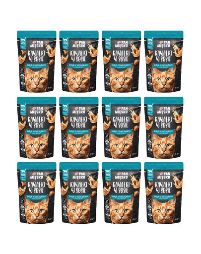 PAN MIĘSKO Kawałki w sosie Indyk z tuńczykiem mokra karma dla kotów 12x85 g