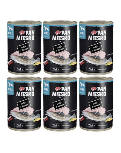 PAN MIĘSKO Indyk z dorszem mokra karma dla psów 6x400 g