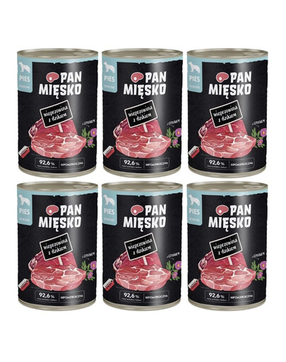 PAN MIĘSKO Wieprzowina z dzikiem mokra karma dla psów 6x400 g