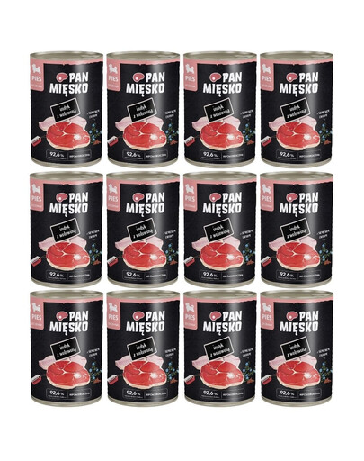 PAN MIĘSKO Indyk z wołowiną mokra karma dla szczeniąt 12x400 g