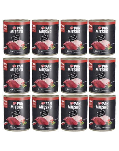 PAN MIĘSKO Indyk z jeleniem mokra karma dla psów 12x800 g