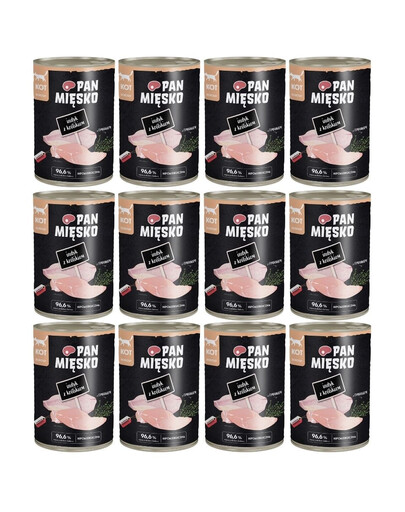 PAN MIĘSKO Indyk z królikiem mokra karma dla kota 12x400 g