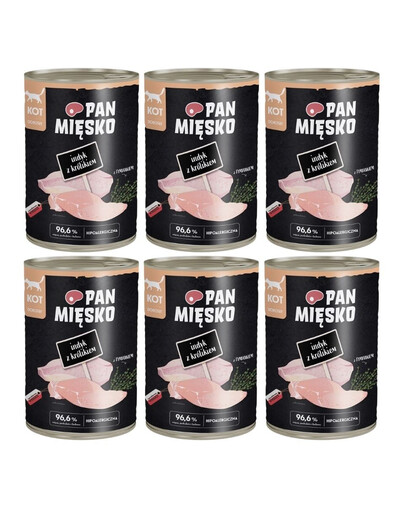 PAN MIĘSKO Indyk z królikiem mokra karma dla kota 6x400 g