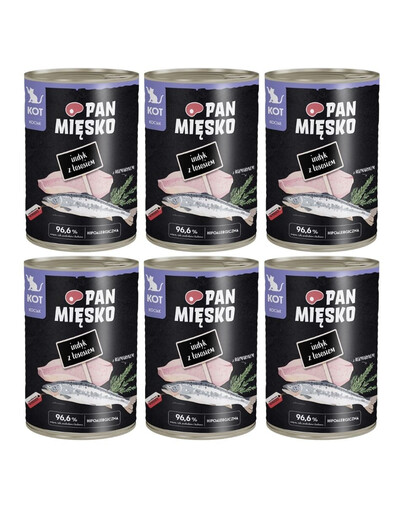 PAN MIĘSKO Indyk z łososiem mokra karma dla kociąt 6x400 g