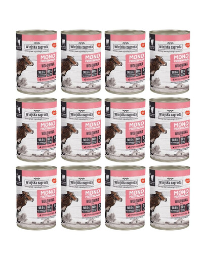 WIEJSKA ZAGRODA Monobiałkowa Wołowina mokra karma dla kotów 12x400g