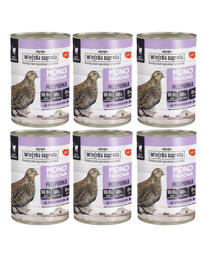 WIEJSKA ZAGRODA Przepiórka Monobiałkowa mokra karma dla kotów 6x400 g