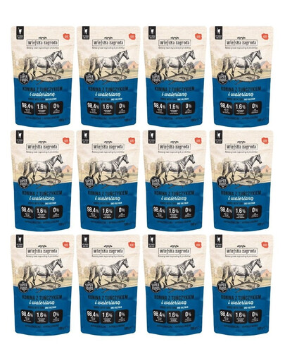 WIEJSKA ZAGRODA Superfoods Konina z tuńczykiem i walerianą mokra karma dla kota 12x100 g