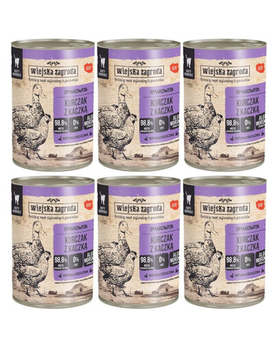WIEJSKA ZAGRODA Kurczak z kaczką 6x400 g mokra karma dla dorosłych kotów