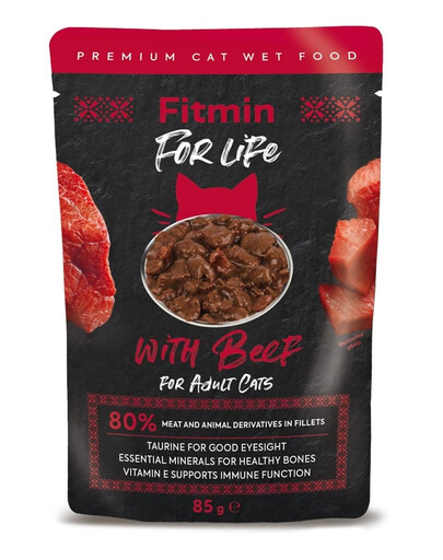 FITMIN For Life For Adult Cats Beef 28 x 85 g