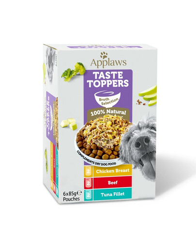 Dog Taste Toppers Broth Selection Multipak 6x85 g mix smaków saszetki w bulionie