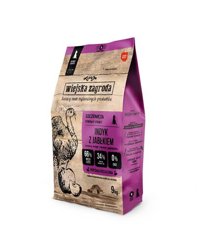 Indyk z jabłkiem karma dla szczeniąt chrupki M 9 kg