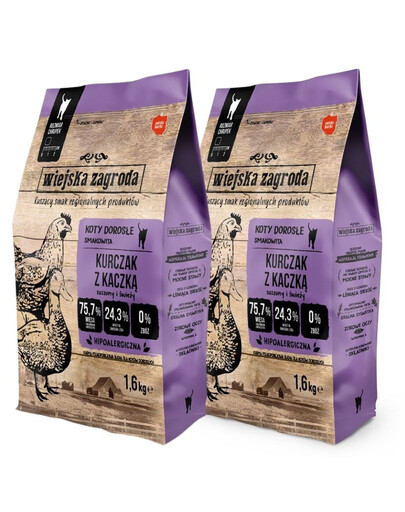 WIEJSKA ZAGRODA Kurczak z kaczką 2x1,6 kg