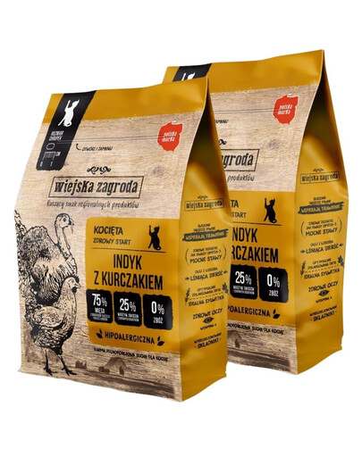 WIEJSKA ZAGRODA Kalkun ja kana kassipoegadele 2x400 g