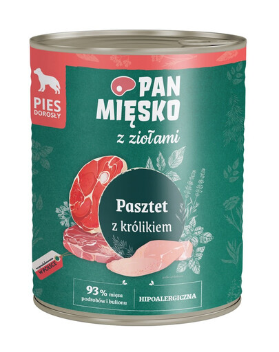 z ziołami Pasztet z królikiem dla psów 800 g