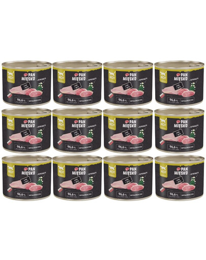 PAN MIĘSKO Indyk z gęsią mokra karma dla kotów 12x200 g