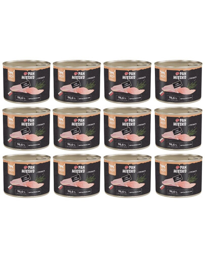 PAN MIĘSKO Indyk z królikiem mokra karma dla kota 12x200 g