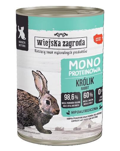 Monobiałkowa Królik mokra karma dla kociąt 400 g