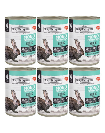WIEJSKA ZAGRODA Monobiałkowa Królik mokra karma dla kociąt 6x400 g