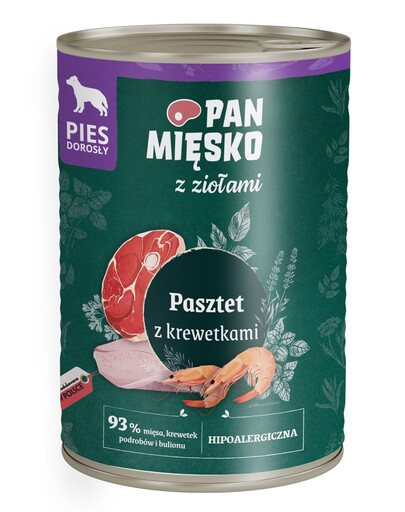 z ziołami Pasztet z krewetkami dla psów 400 g