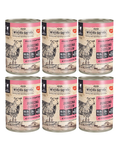 WIEJSKA ZAGRODA Jagnięcina z krylem 6x400g puszka dla kota