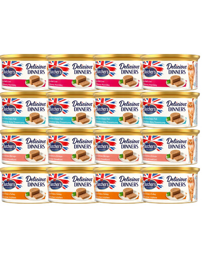 BUTCHER'S Classic Delicious Dinners Mix smaków 16x85 g mus dla kotów