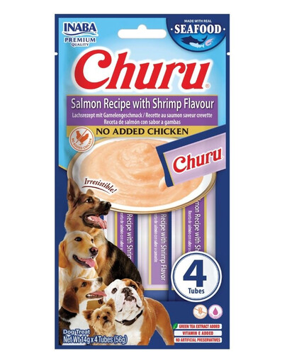 Dog Churu Fish Based Salmon with Shrimp Recipe 4x14g kremowe przysmaki z łososiem i krewetkami dla psów