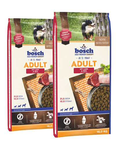 BOSCH Adult jagnięcina i ryż 30 kg (2 x 15 kg)