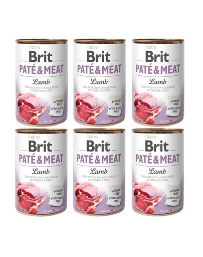 BRIT Pate&Meat lamb 6x400 g lambalihaga pasteet koertele