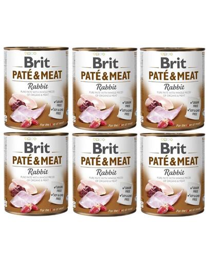 BRIT Pate&Meat rabbit 6x800 g küülikulihaga pasteet koerale