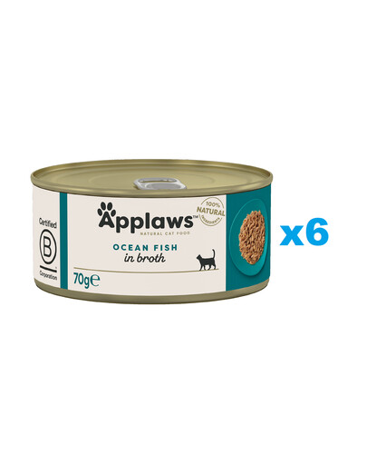 APPLAWS Cat Adult Ocean Fish in Broth ookeanikala puljongis 6x70 g