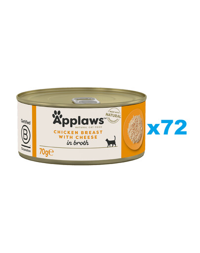 APPLAWS Cat Adult Chicken Breast with Cheese in Broth kana rind juustuga puljongis 72x70 g