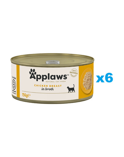 APPLAWS Cat Adult Chicken Breast in Broth kanafilee puljongis 6x156 g