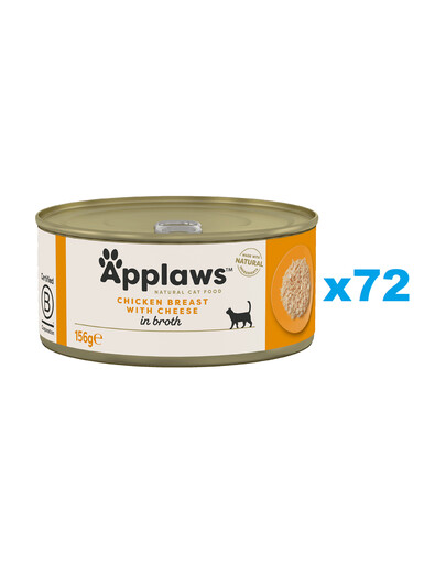 APPLAWS Cat Adult Chicken Breast with Cheese in Broth kanafilee juustuga puljongis 72x156 g