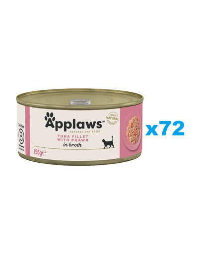 APPLAWS Cat Adult Tuna with Prawn in Broth tuunikala ja krevetid puljongis 72x156 g