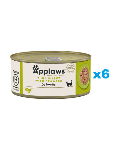 APPLAWS Cat Adult Tuna with Seaweed in Broth märgtoit kassidele 6 × 70 g Tuunikala vetikatega puljongis