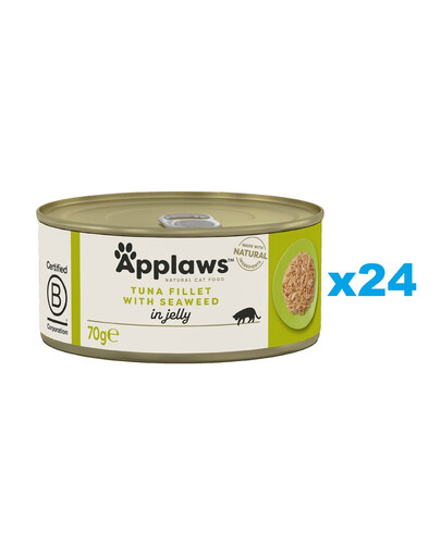 APPLAWS Cat Adult Tuna with Seaweed in Jelly märgtoit kassidele 24 × 70 g Tuunikala vetikatega tarretises
