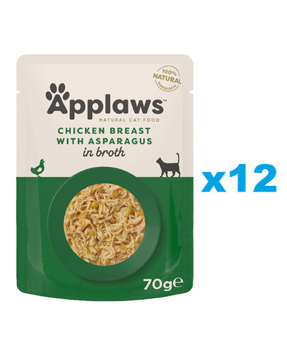 APPLAWS Cat Adult Pouch Chicken Breast with Asparagus in Broth kurczak i szparagi w bulionie 12x70 g