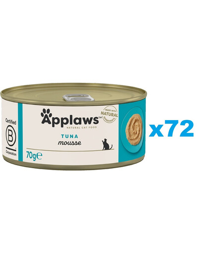 APPLAWS Cat Adult Mousse Tuna märgtoit kassidele 72 × 70 g Tuunikala-mousse