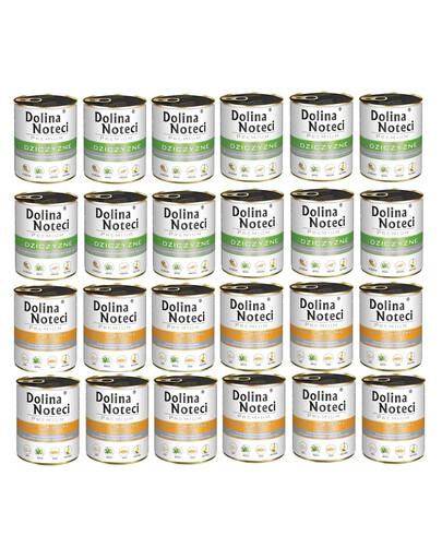 DOLINA NOTECI Mix smaków Premium Bogata w kaczkę z dynią i dziczyznę 24x800g