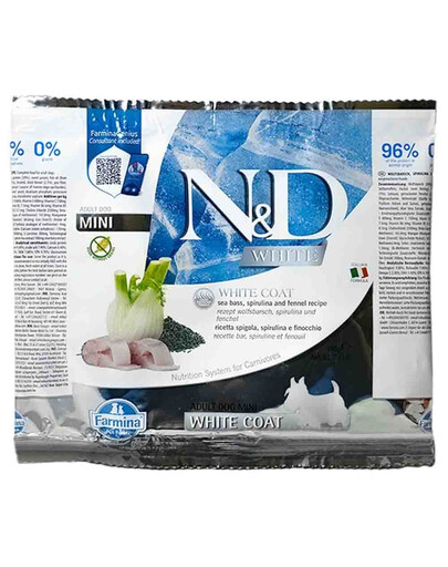 N&D White Dog Adult Mini Sea Bass, Spirulina, Fennel 100 g