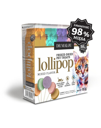 Lollipop Mixed Flavor Lizaki liofilizowane mięsne dla kotów 25g (15 szt)