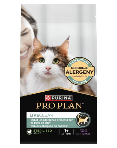 PRO PLAN LiveClear Sterilised Bogata w indyka 1,4 kg sucha karma dla kotów po sterylizacji, ograniczająca alergeny na sierści