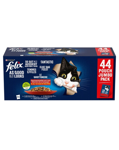 Fantastic Wiejskie Smaki w galaretce 44x85g wołowina, kurczak, kaczka i jagnięcina, mokra karma dla kotów