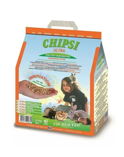 Chipsi Ultra 10l (4,5 kg) chłonna ściółka dla małych zwierząt