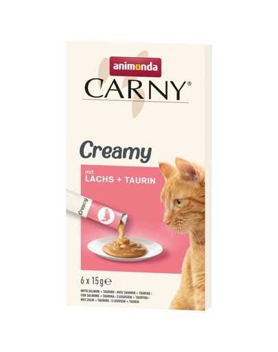 ANIMONDA Carny Creamy z łososiem i tauryną 6x15 g kremowa przekąska dla kotów