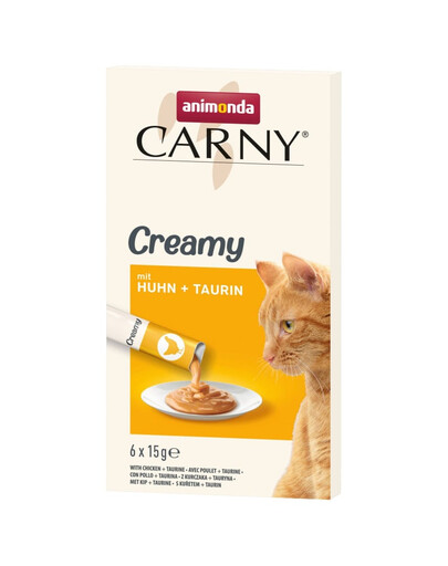 ANIMONDA Carny Creamy z kurczakiem i tauryną 6x15 g kremowa przekąska dla kotów